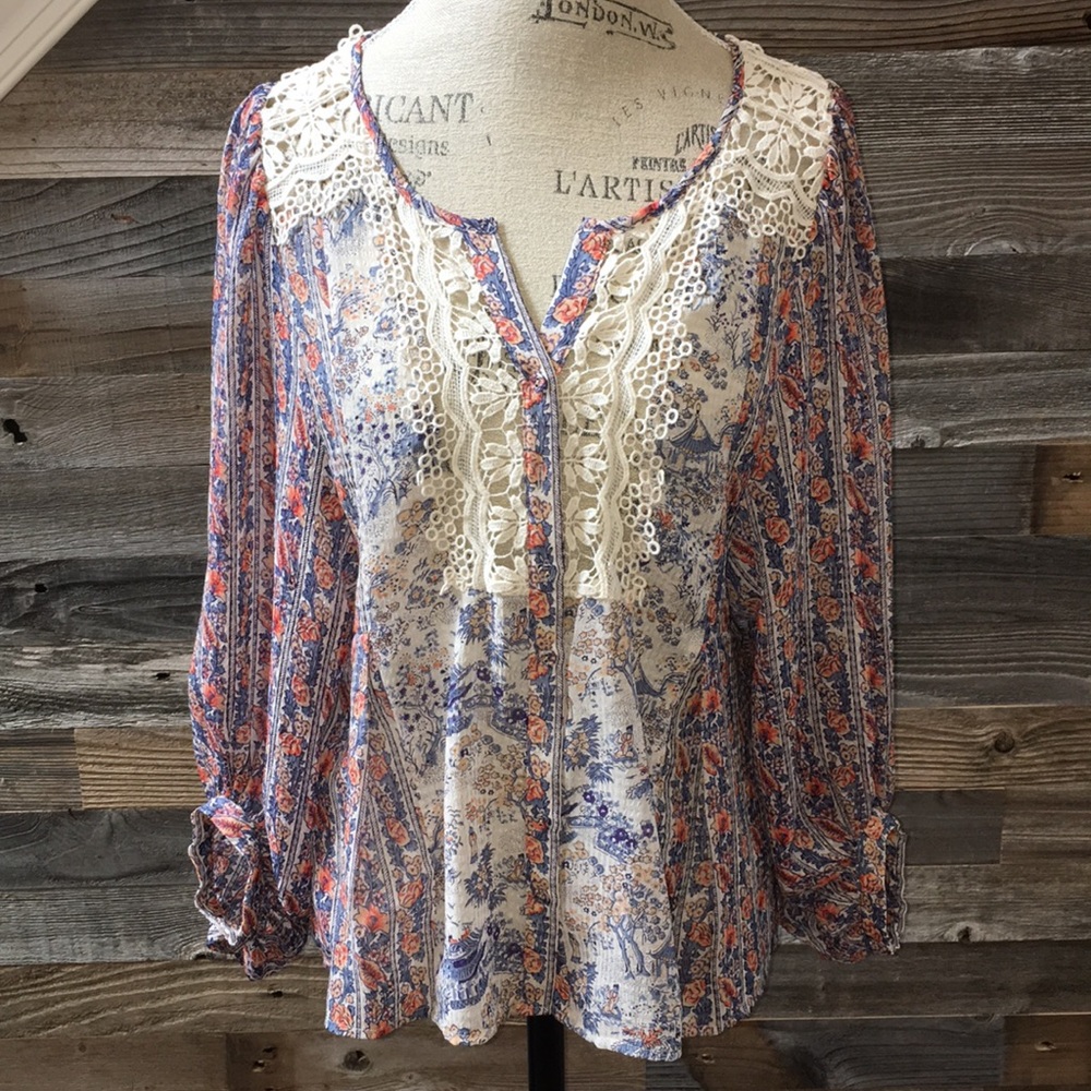 Anthropologie HD in Paris pheasant top Sz 2